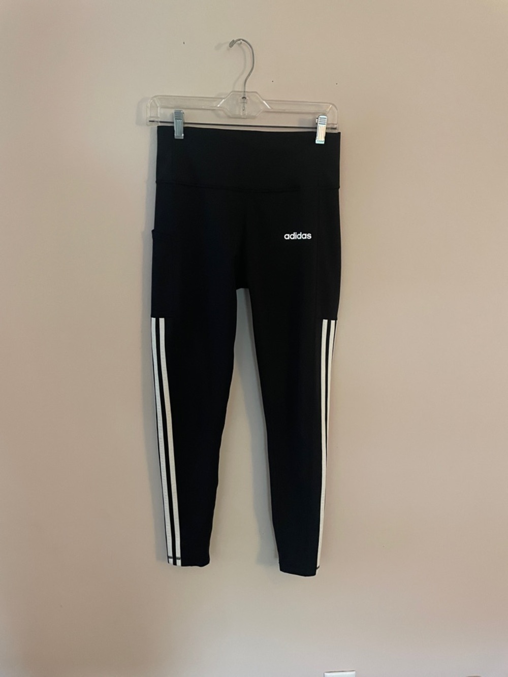 adidas Black Leggings with White Side Stripes